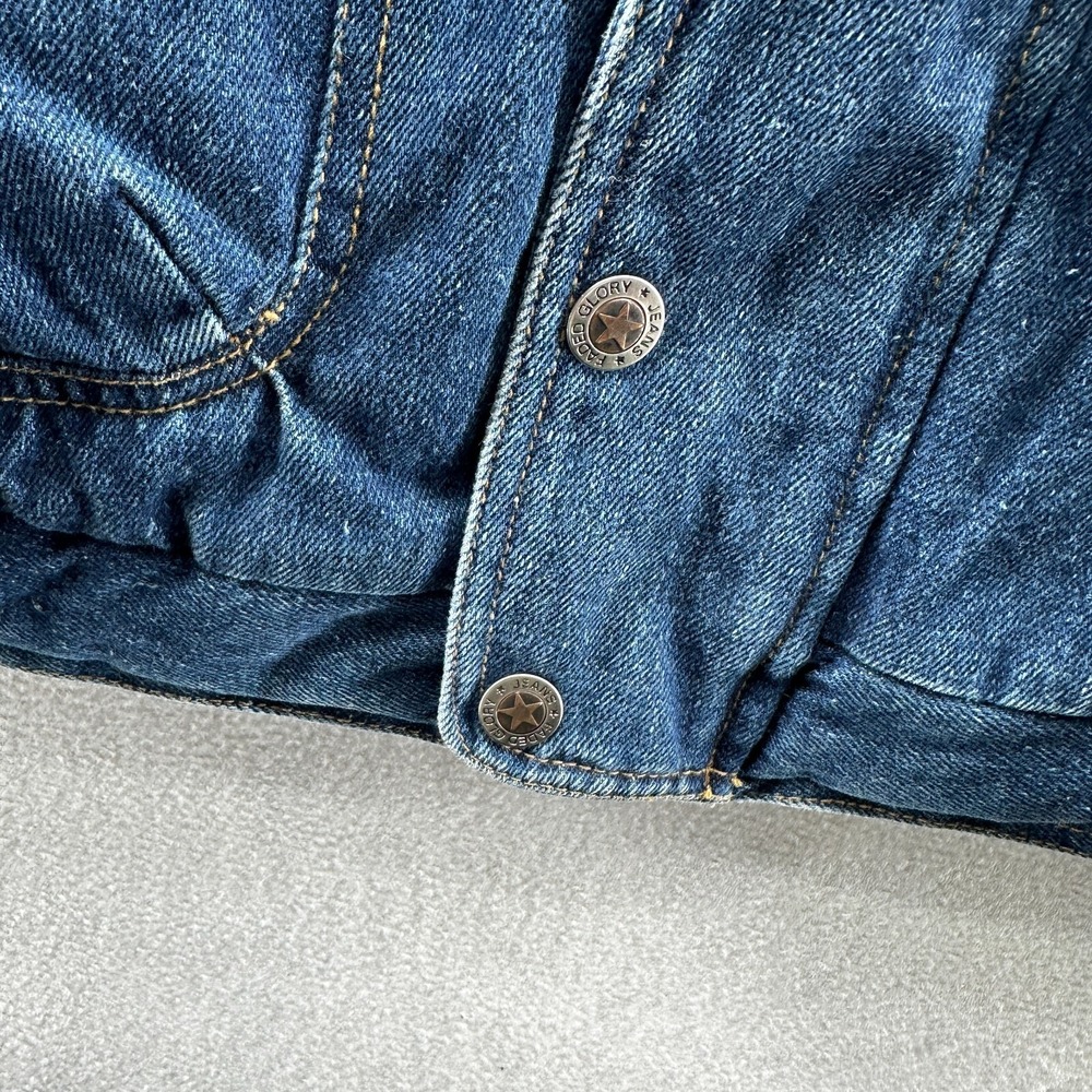 Vintage Faded Glory Denim Chore‎ Coat Men's Large Thermal Lined Leather Collar - Picture 11 of 16